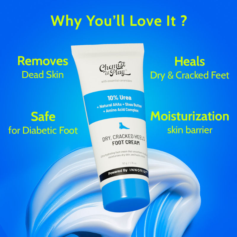 Chemist At Play 10% Urea Foot Cream For Cracked Heels & Diabetic Foot Up to 24 Hours Of Moisturization