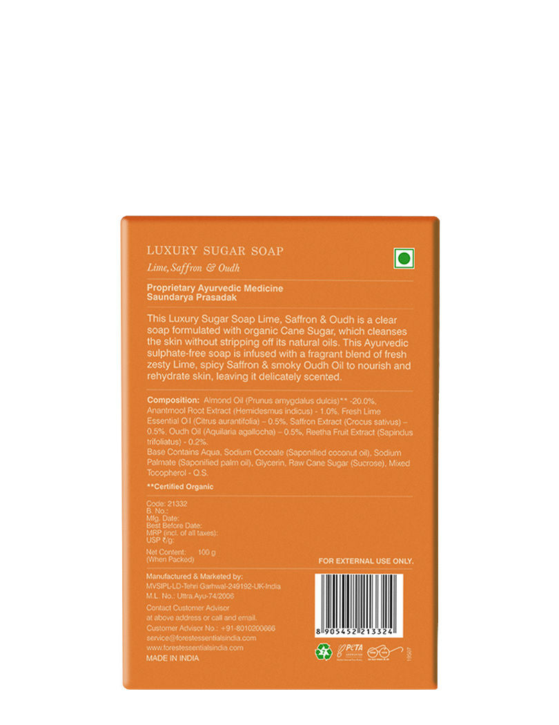 Forest Essentials Lime Saffron & Oudh Ayurvedic Luxury Handmade Soap