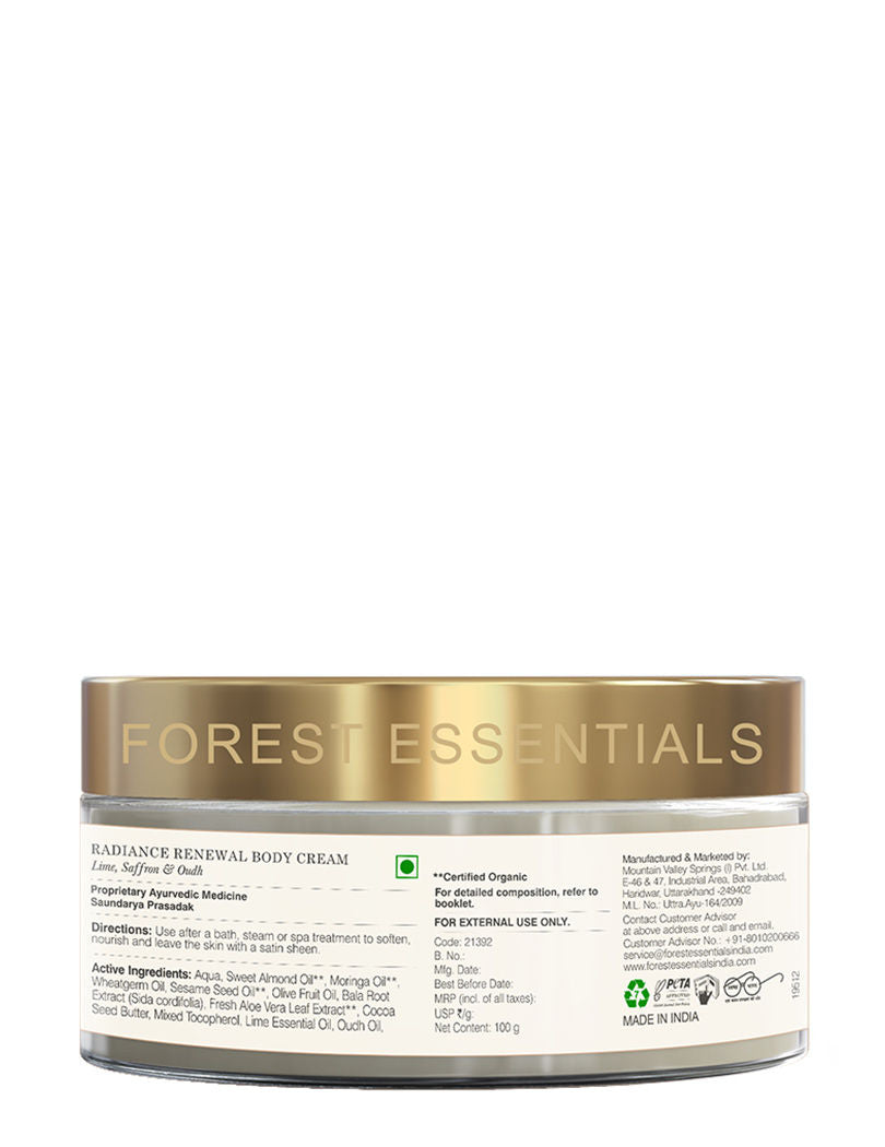 Forest Essentials Radiance Renewal Lime Saffron & Oudh Ayurvedic Body Cream