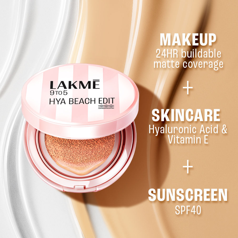 Lakme 9to5 Hya Beach Edit Cushion Foundation, SPF 40, Hydrating Matte, C 100