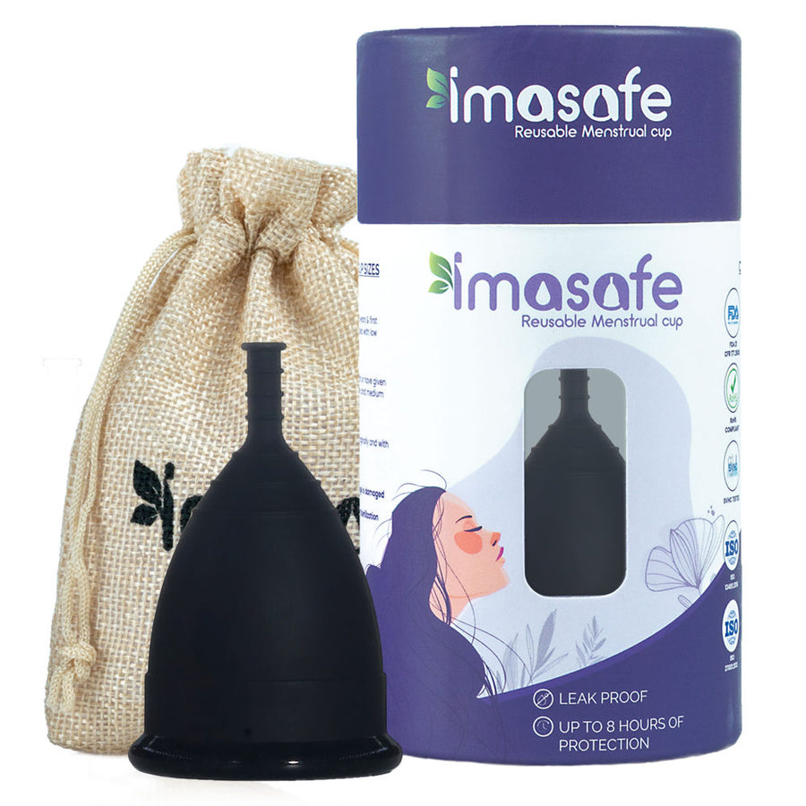 Imasafe 100% Medical Grade Silicone Menstrual Cup Ultra Soft Black-Small