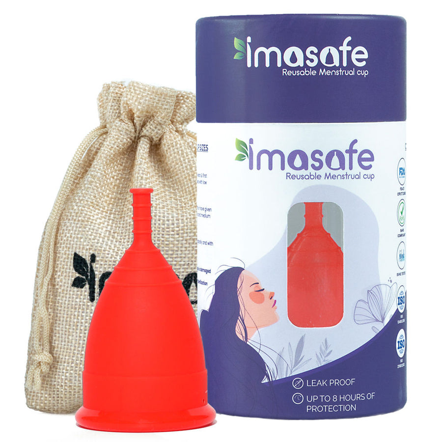 Imasafe 100% Medical Grade Silicone Menstrual Cup Ultra Soft Red-Small