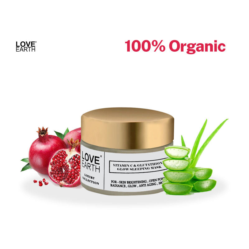 Love Earth Vitamin C and Glutathione Glow Sleeping Mask with Aloe Vera for Skin Hydration