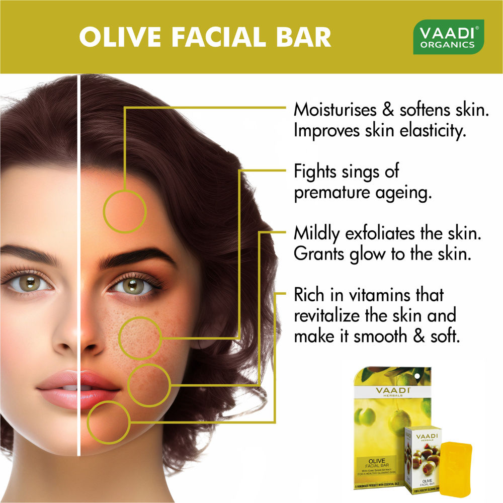 Vaadi Herbals Olive Facial Bar With Cane Sugar Extract