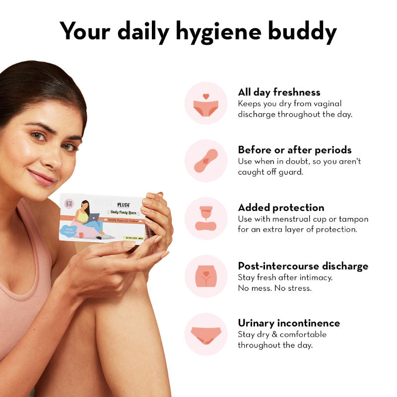 Plush Daily Use Ultra Soft Large Panty Liners - Paraben & Fragrance - Free 30 Pcs