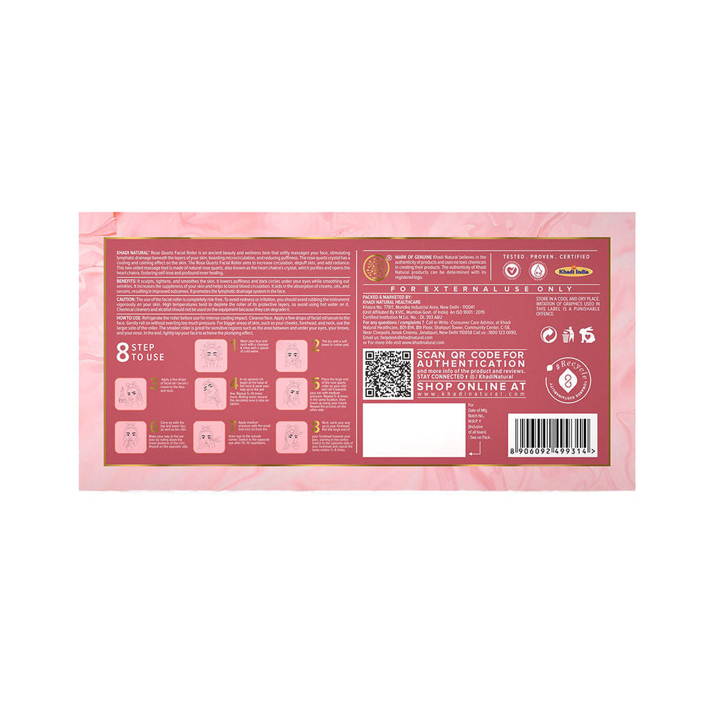 Khadi Natural Rose Quartz Roller