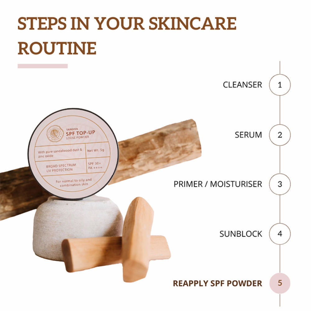 Sandiva SPF Top-Up Loose Powder with Zinc Oxide, SPF 30+ PA++++, UV Protection, No White Cast