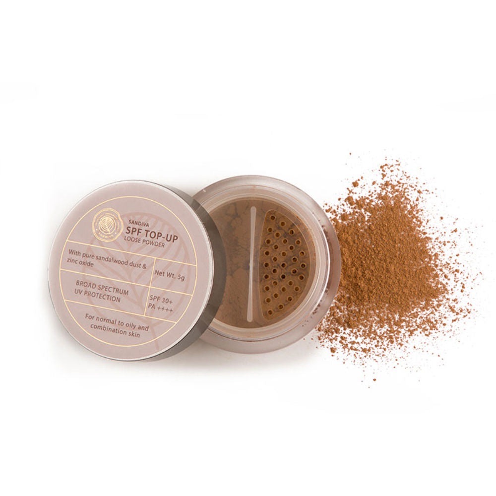 Sandiva SPF Top-Up Loose Powder with Zinc Oxide, SPF 30+ PA++++, UV Protection, No White Cast