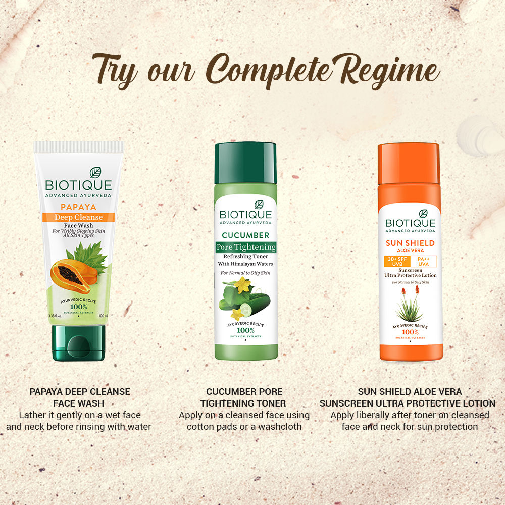 Biotique SUN SHIELD Aloe Vera Ultra Protective Lotion SPF 30+ UVB PA++ UVA Sunscreen