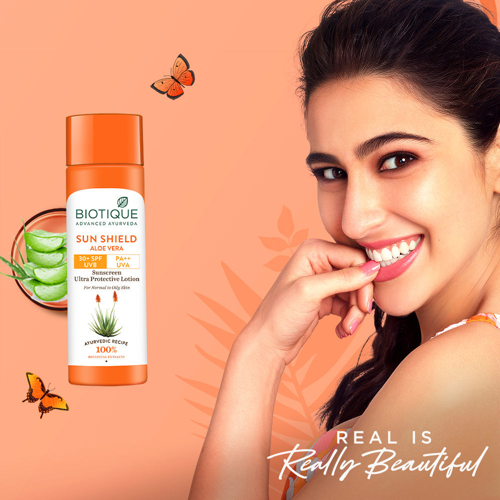 Biotique SUN SHIELD Aloe Vera Ultra Protective Lotion SPF 30+ UVB PA++ UVA Sunscreen