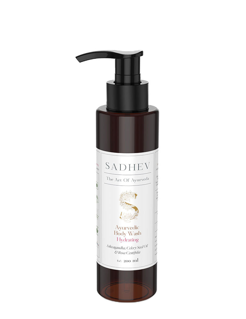 SADHEV Ayurvedic Ashwagandha, Celery Seed Oil & Rosa Centifolia Hydrating Body Wash