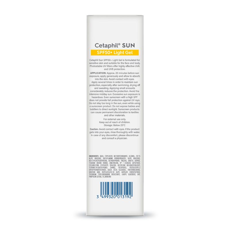 Cetaphil Sun SPF 50+ Light Gel Very High Protection Mineral Base for All Skin Types, Sensitive Skin