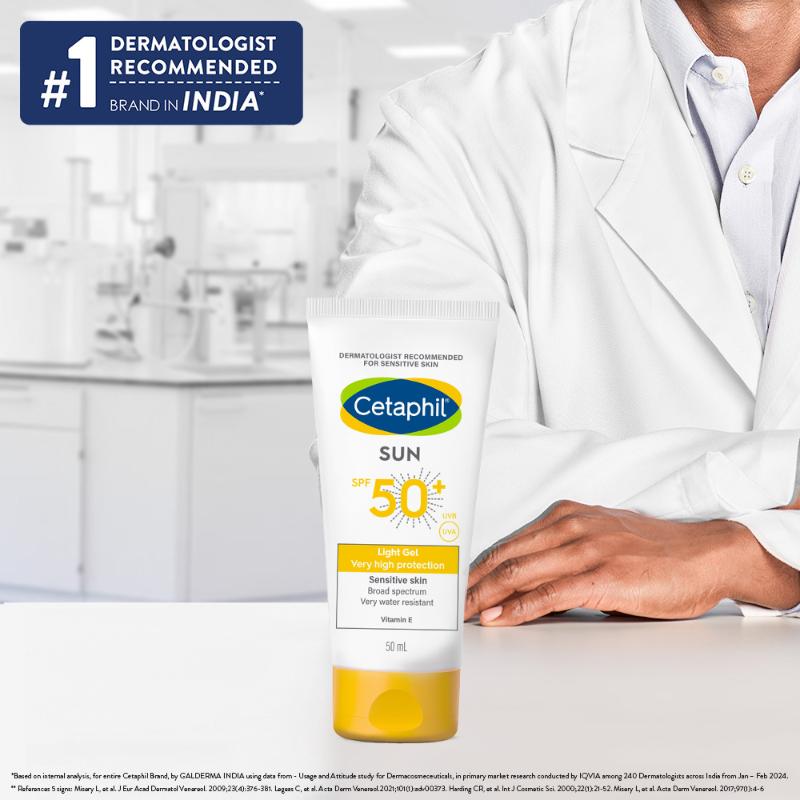 Cetaphil Sun SPF 50+ Light Gel Very High Protection Mineral Base for All Skin Types, Sensitive Skin