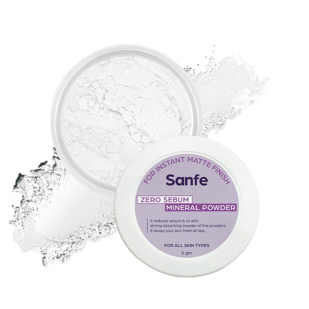 Sanfe No Sebum Mattifying Loose Powder, Compact For Oily Skin, Oil Control & Makeup Setting