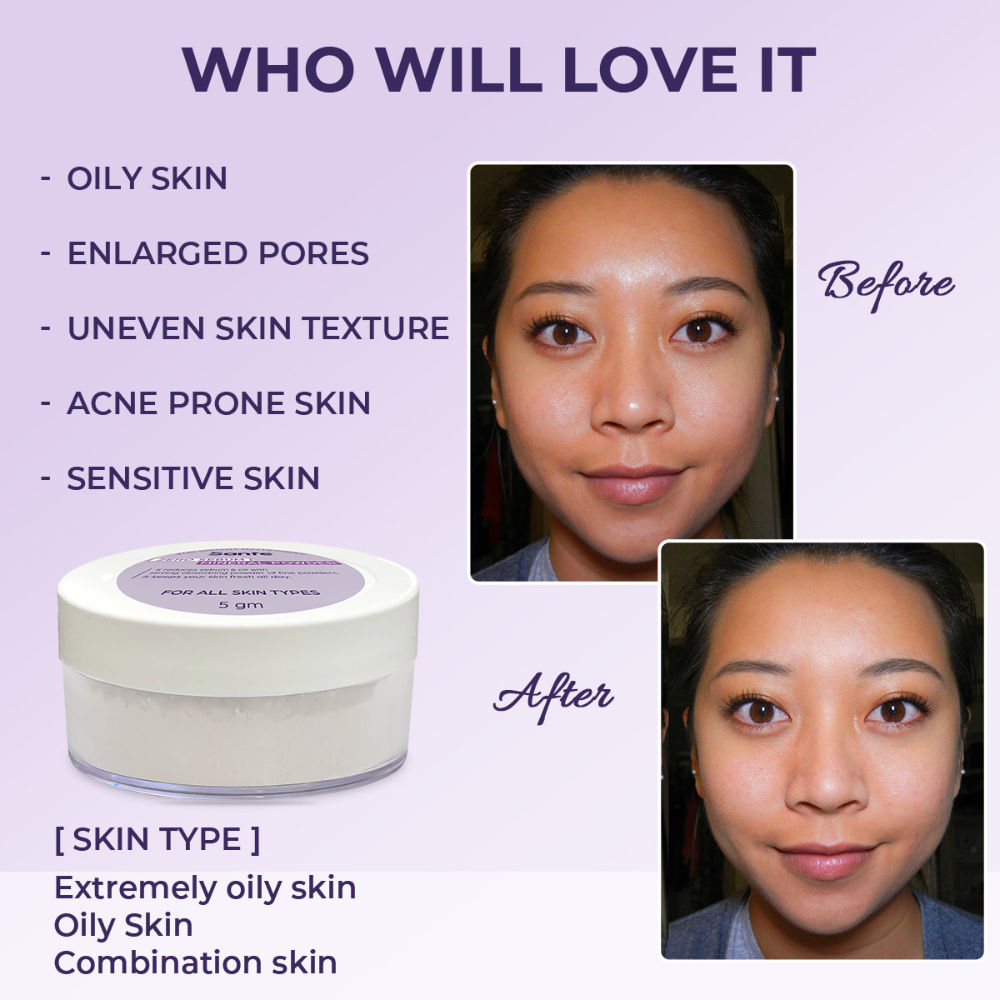 Sanfe No Sebum Mattifying Loose Powder, Compact For Oily Skin, Oil Control & Makeup Setting
