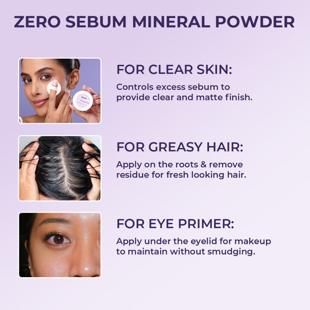 Sanfe No Sebum Mattifying Loose Powder, Compact For Oily Skin, Oil Control & Makeup Setting