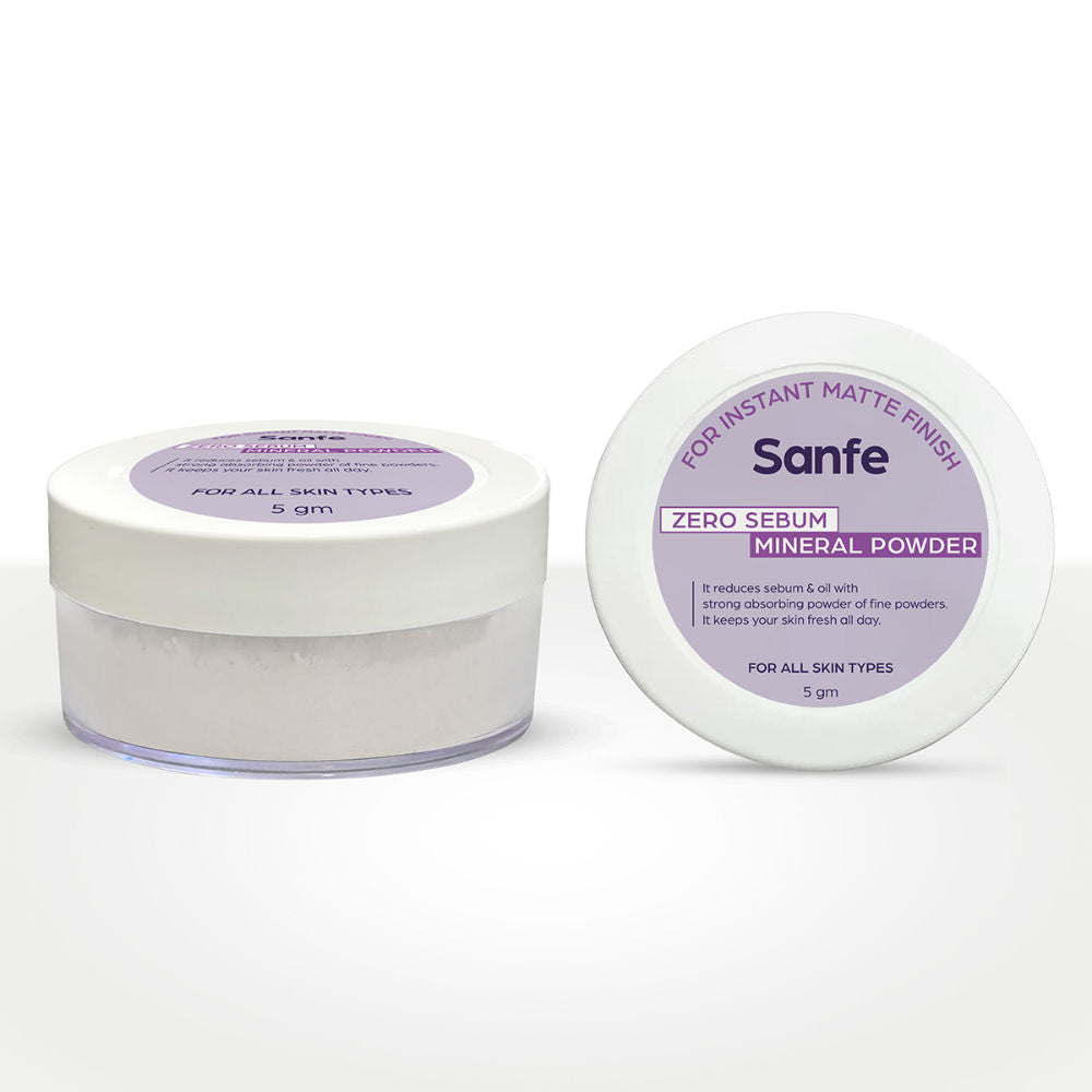 Sanfe No Sebum Mattifying Loose Powder, Compact For Oily Skin, Oil Control & Makeup Setting