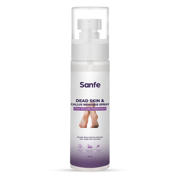 Sanfe Dead Skin & Callus Remover Spray | Freshens, Exfoliates - For dry & cracked feet, 100ml