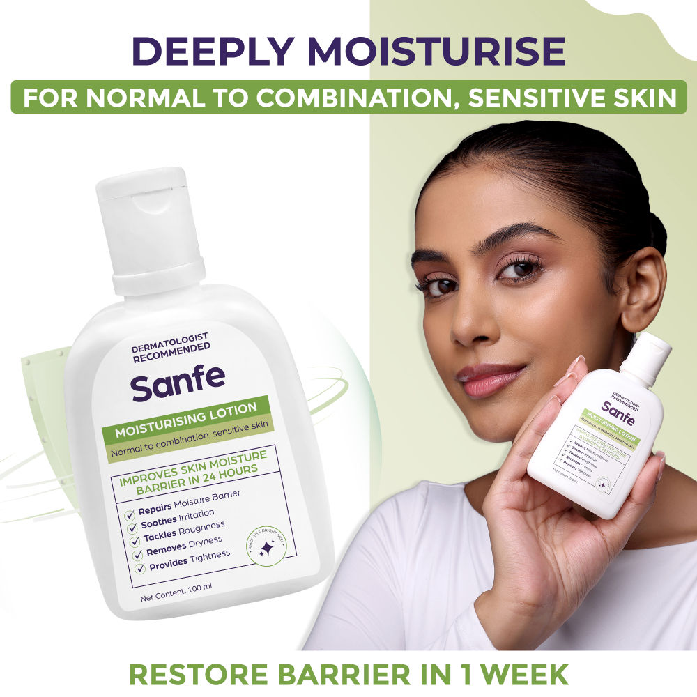 Sanfe Moisturising Lotion | Improves skin moisture barrier in 24 hours | For all skin types | 100ml