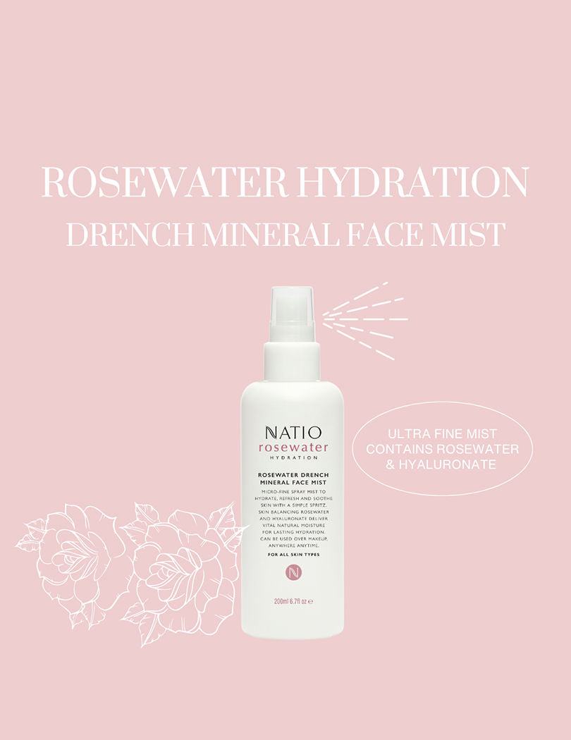 Natio Rosewater Hydration Drench Mineral Face Mist