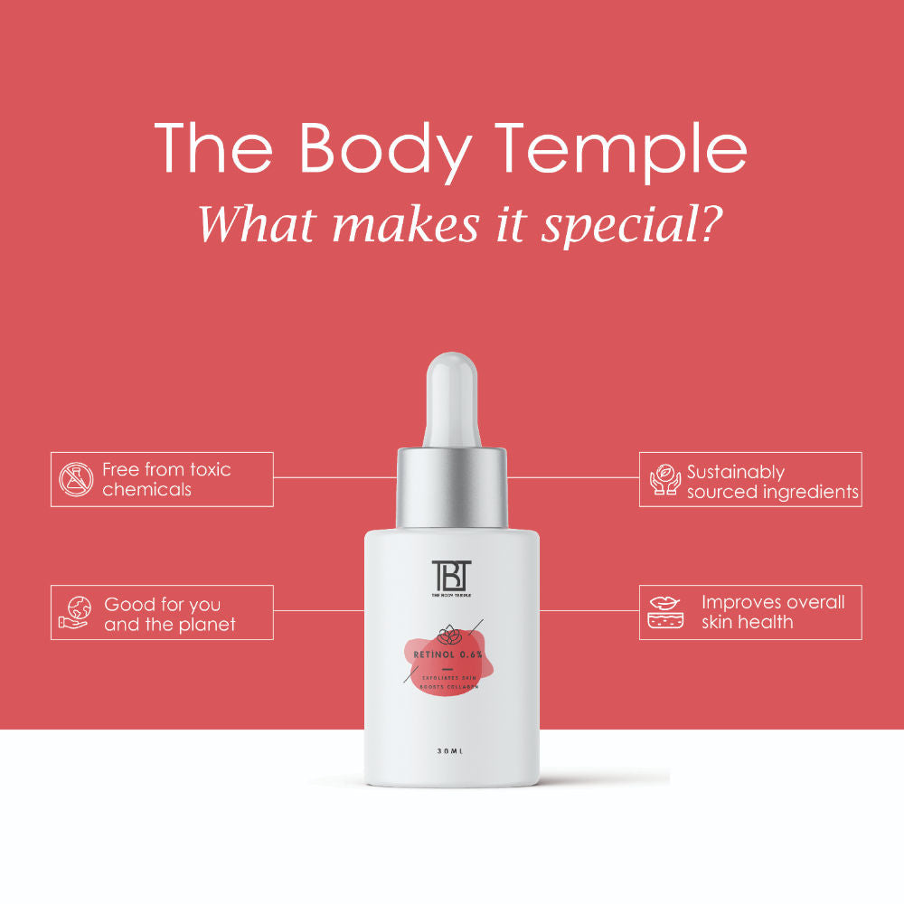 The Body Temple Vitamin C 20% + L-Glutathione 5% & Retinol 0.6% (30Ml Each - Pack Of 1)