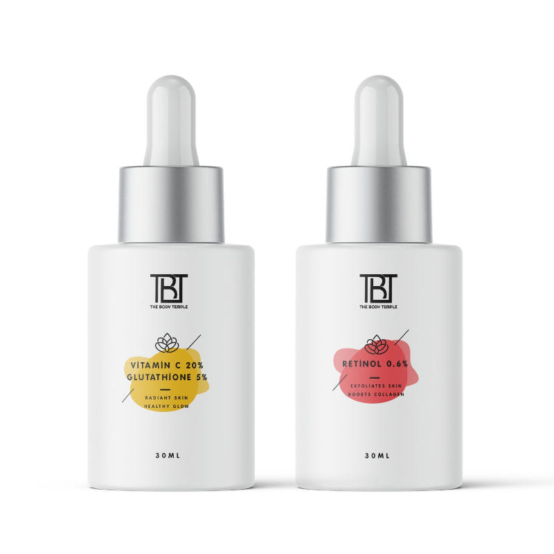 The Body Temple Vitamin C 20% + L-Glutathione 5% & Retinol 0.6% (30Ml Each - Pack Of 1)