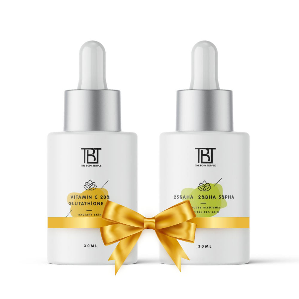 The Body Temple I Vitamin C 20% + L-Glutathione 5% & AHA 25%+ BHA 2%+ PHA 5% (30Ml Each-Pack Of 1)