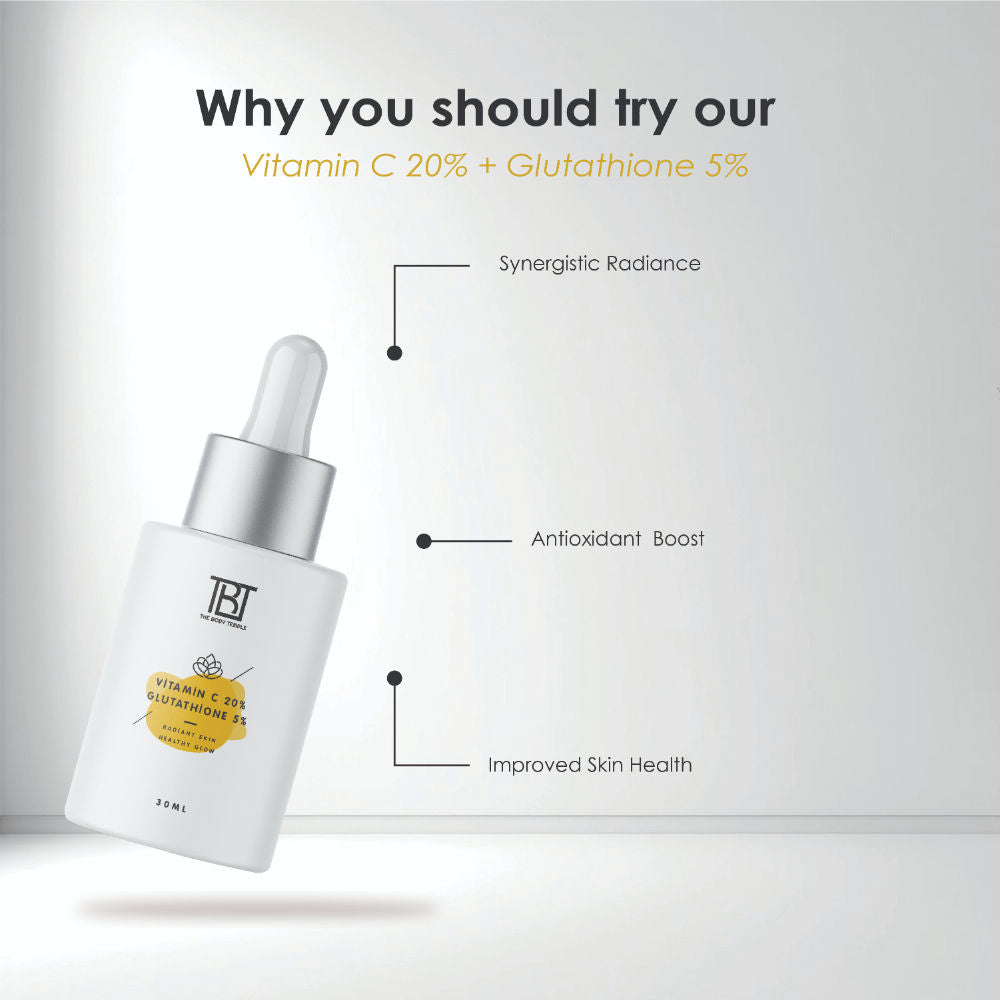 The Body Temple Vitamin C 20% + L-Glutathione 5% & Lactic Acid 10% (30Ml Each - Pack Of 1)