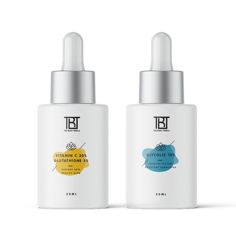 The Body Temple Vitamin C 20% + L-Glutathione 5% & Glycolic Acid 10% (30Ml Each - Pack Of 1)