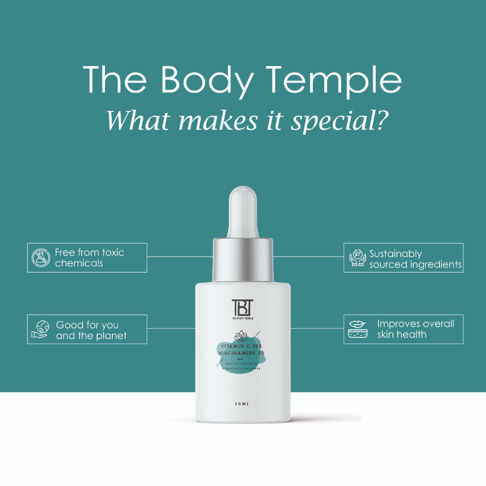 The Body Temple Vitamin C 20% +L-Glutathione 5% & Vitamin C 10%+Niacinamide 5%(30Ml Each Pack Of 1)