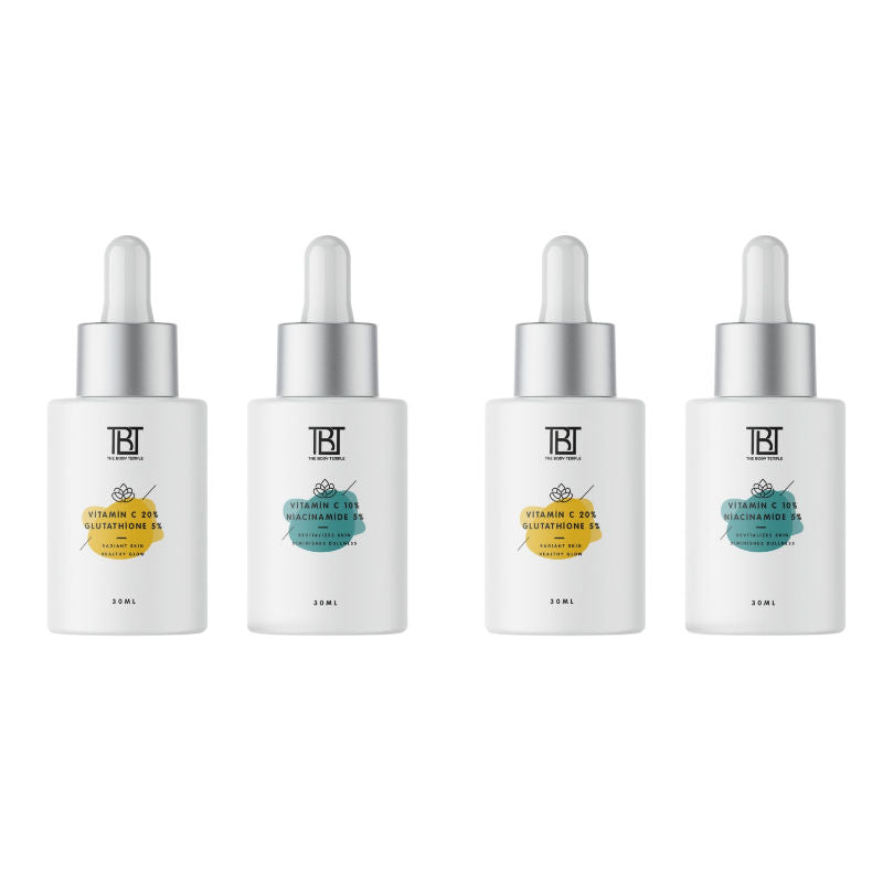 The Body Temple Vitamin C 20% +L-Glutathione 5% & Vitamin C 10%+Niacinamide 5%(30Ml Each Pack Of 1)