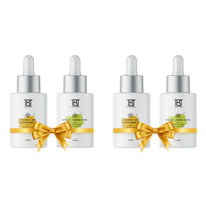 The Body Temple I Vitamin C 20% + L-Glutathione 5% & AHA 25%+ BHA 2%+ PHA 5% (30Ml Each-Pack Of 1)