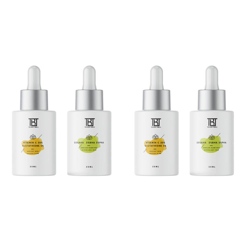 The Body Temple I Vitamin C 20% + L-Glutathione 5% & AHA 25%+ BHA 2%+ PHA 5% (30Ml Each-Pack Of 1)