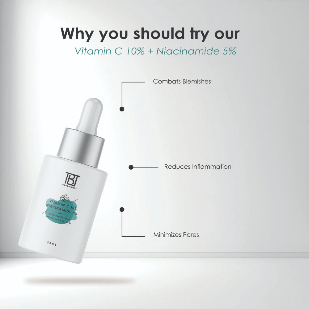 The Body Temple Vitamin C 10% & Niacinamide 5% + Glutathione 10% (30Ml Each - Pack Of 1)