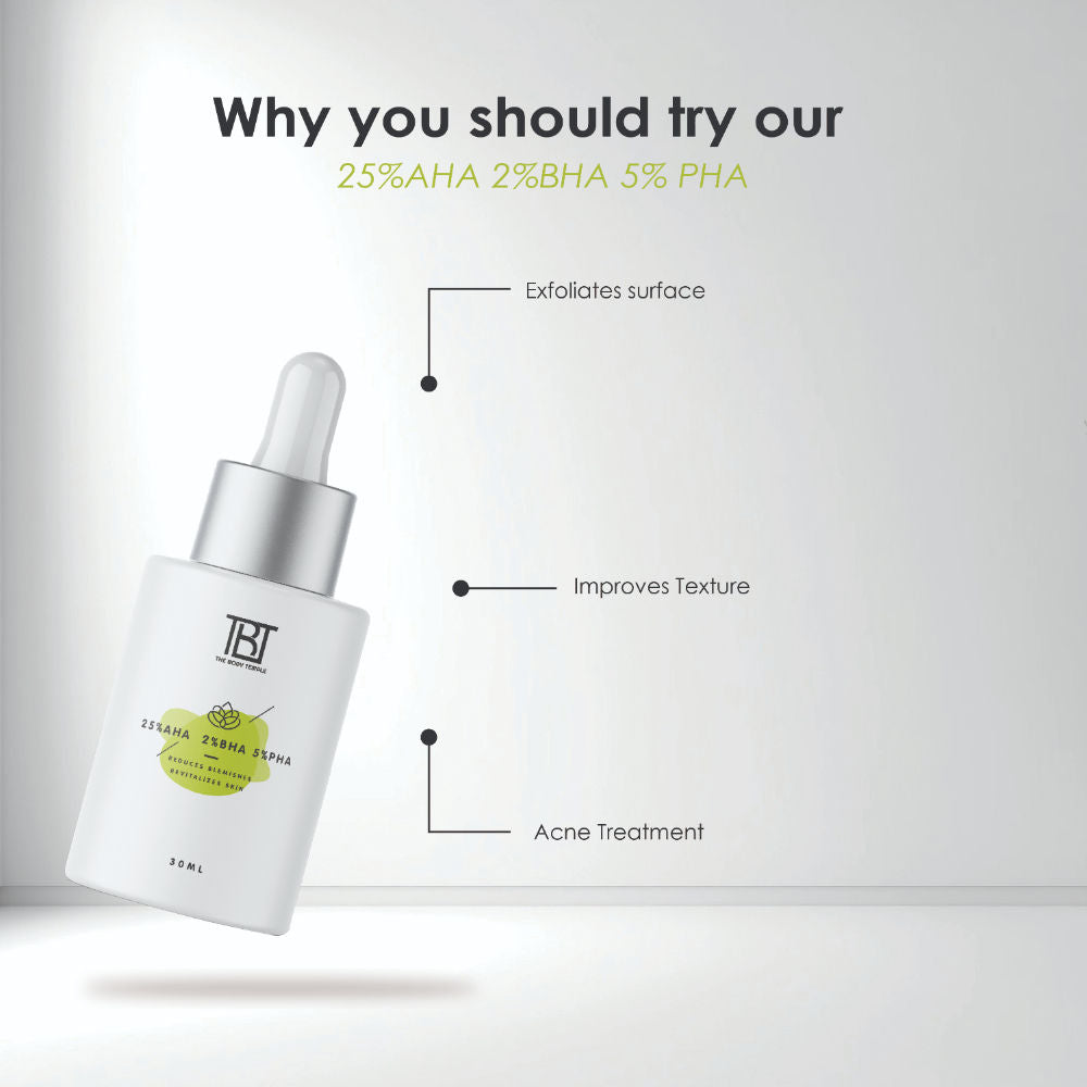 The Body Temple AHA 25% + BHA 2% + PHA 5% & Glycolic Acid 10% (30Ml Each - Pack Of 1)