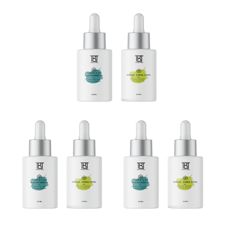 The Body Temple Vitamin C 10% & Niacinamide 5% + AHA 25% + BHA 2% + PHA 5% (30Ml Each - Pack Of 1)