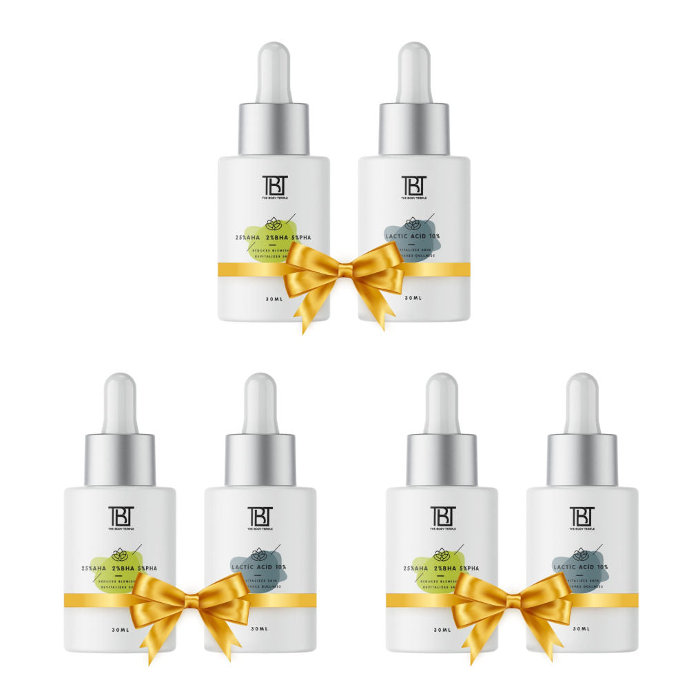 The Body Temple AHA 25% + BHA 2% + PHA 5% & Lactic Acid 10% (30Ml Each - Pack Of 1)