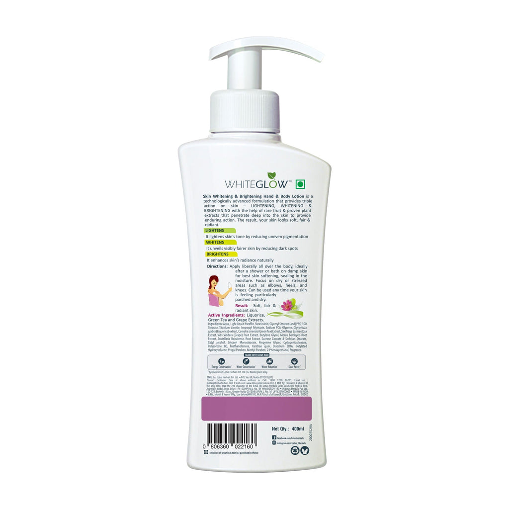 Lotus Herbals Whiteglow Skin Brightening Hand & Body Lotion SPF 25 PA+++