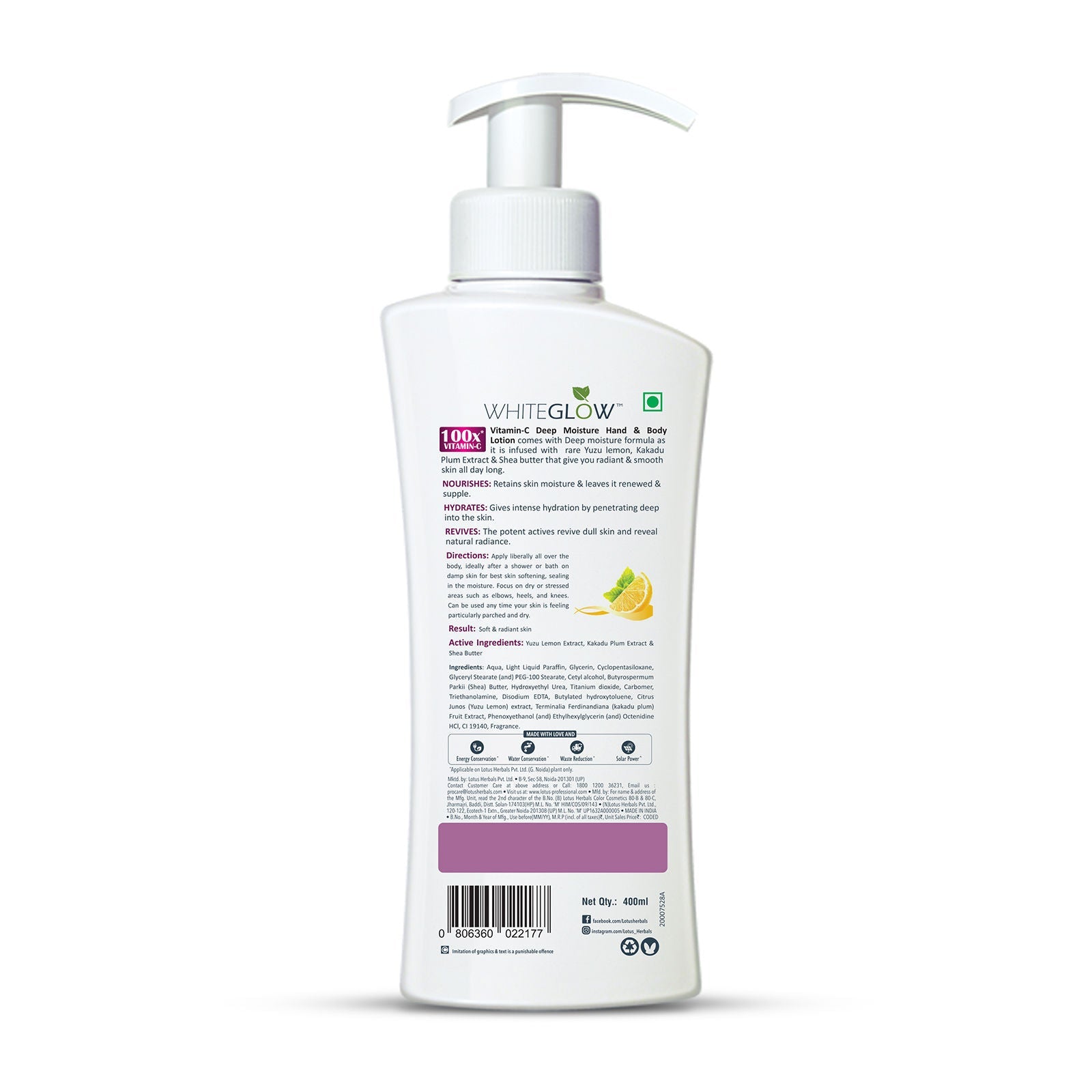Lotus Herbals Whiteglow Vitamin C Deep Moisture Hand & Body Lotion Moisturises And Brightens