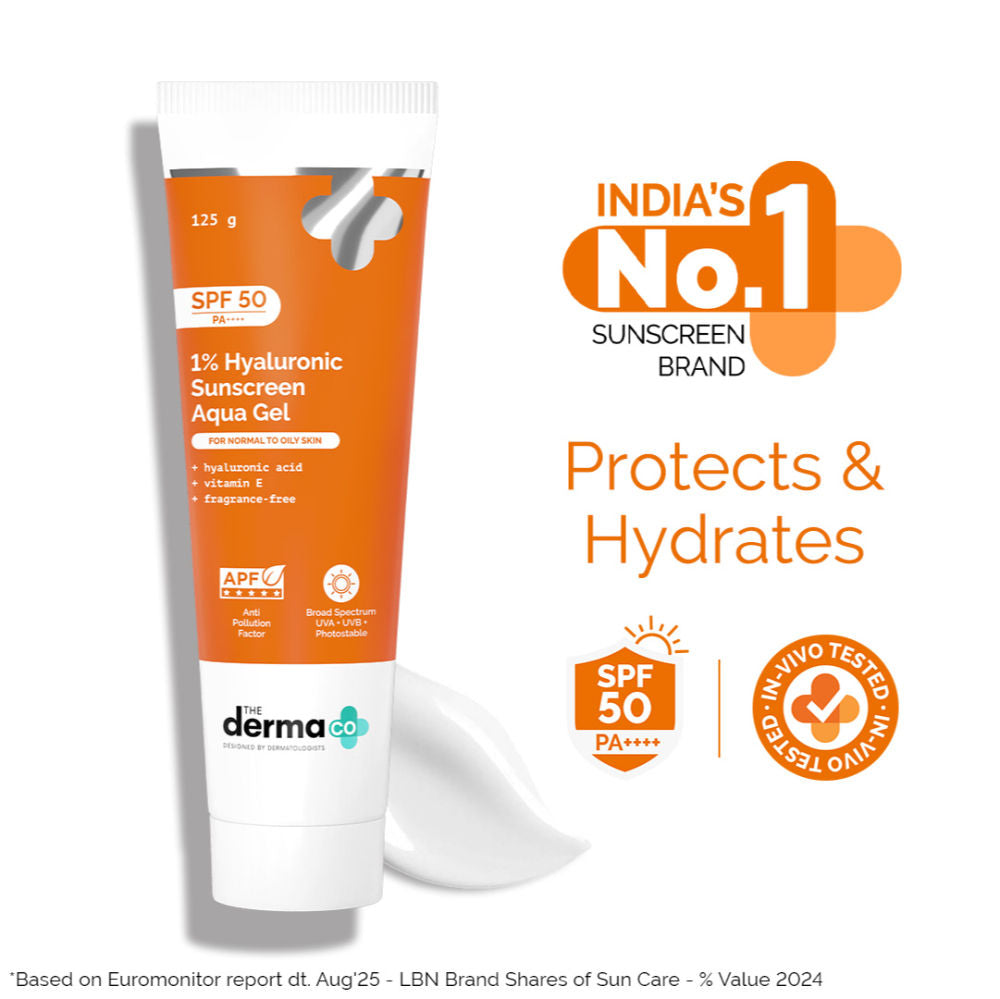 The Derma Co 1% Hyaluronic Sunscreen SPF 50 PA++++ Aqua Gel For Normal To Oily... - In-Vivo tested
