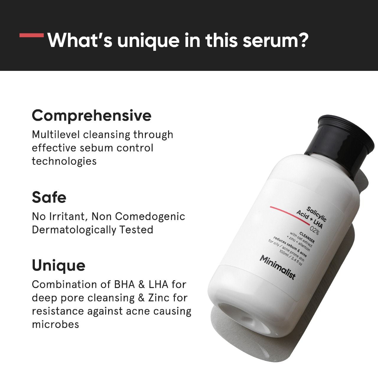 Minimalist 2% Salicylic Acid + LHA Face Cleanser With Zinc For Reducing Sebum & Acne
