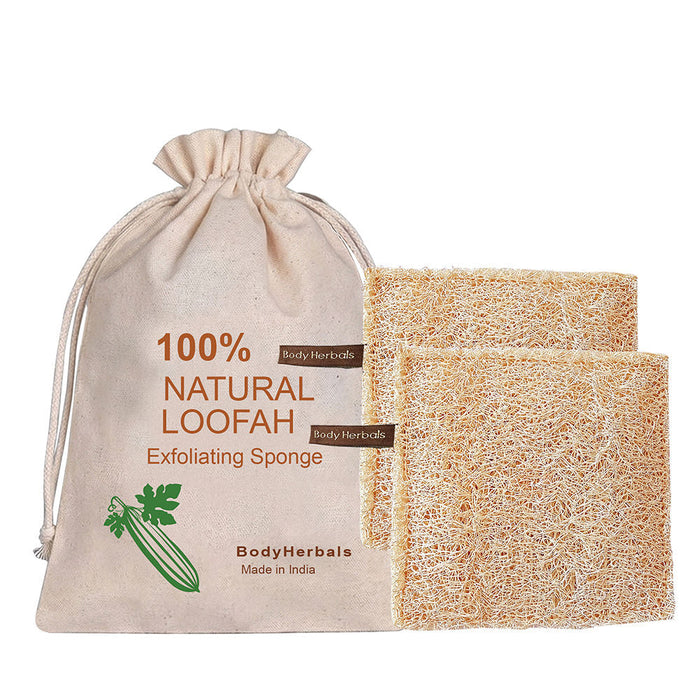 BodyHerbals Natural Sun Dried Bath Loofah Square in a Gift Bag Body Scrubber Women & Men