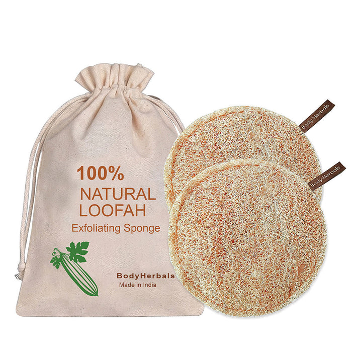 BodyHerbals Natural Sun Dried Bath Loofah Round in a Gift Bag Body Scrubber Women & Men