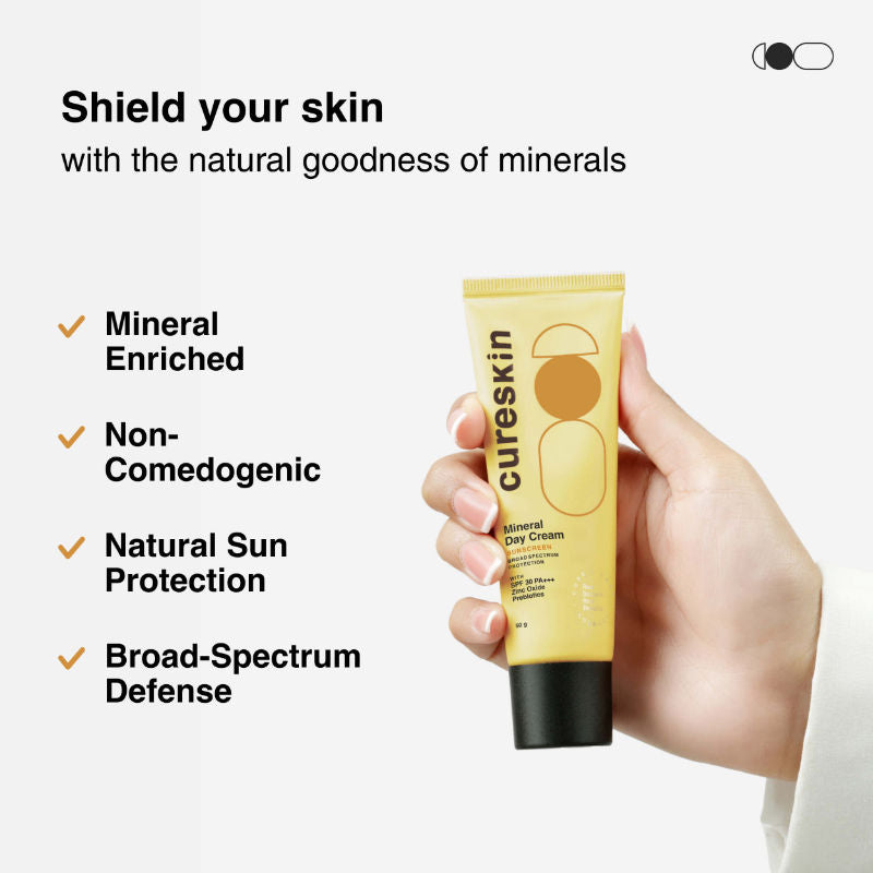 Cureskin Mineral Sunscreen Day Cream Matte Finish SPF 30 PA+++ Broad Spectrum UVA, UVB & IR