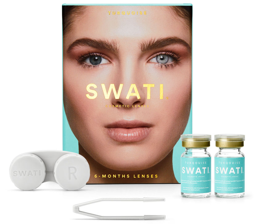 Swati Cosmetics Coloured Contact Lenses Turquoise 6 months Power 0.00