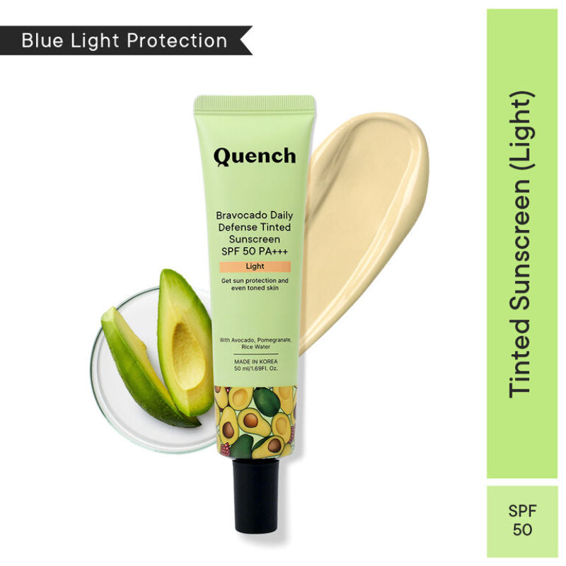 Quench Vit E Avocado Tinted SPF 50 PA+++ Sunscreen with 2% Niacinamide