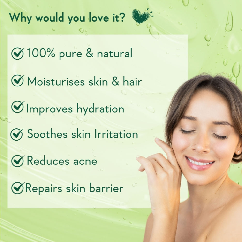 WishCare Pure & Natural Aloe Vera Gel for Face & Hair- Hydrates, Moisturizes & Soothes Skin