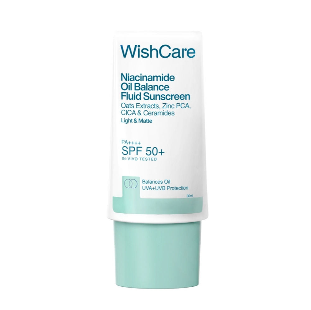 WishCare Niacinamide Oil Balance Fluid Face Sunscreen for Oily Skin with SPF50 PA++++ In-Vivo Tested