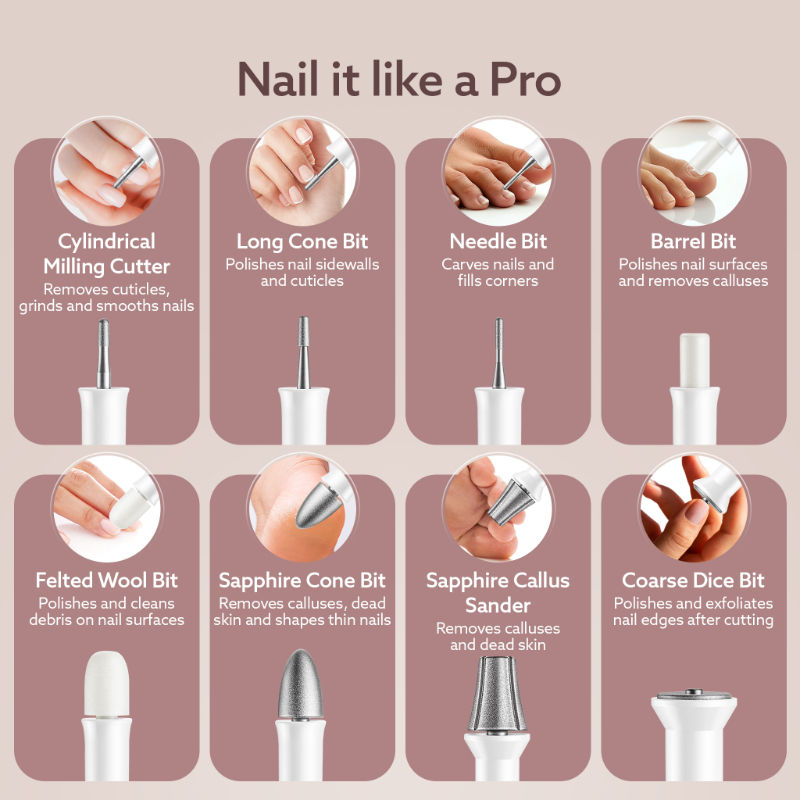 AGARO Prima Nail Drill & Polisher – Professional Manicure & Pedicure Tool, 2-in-1