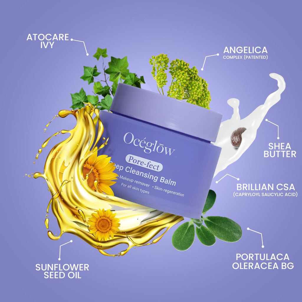 Oceglow Pore-Fect Cleansing Balm With Shea & Sunflower Oil Deep Cleanse, Pore Makeup Remover Balm